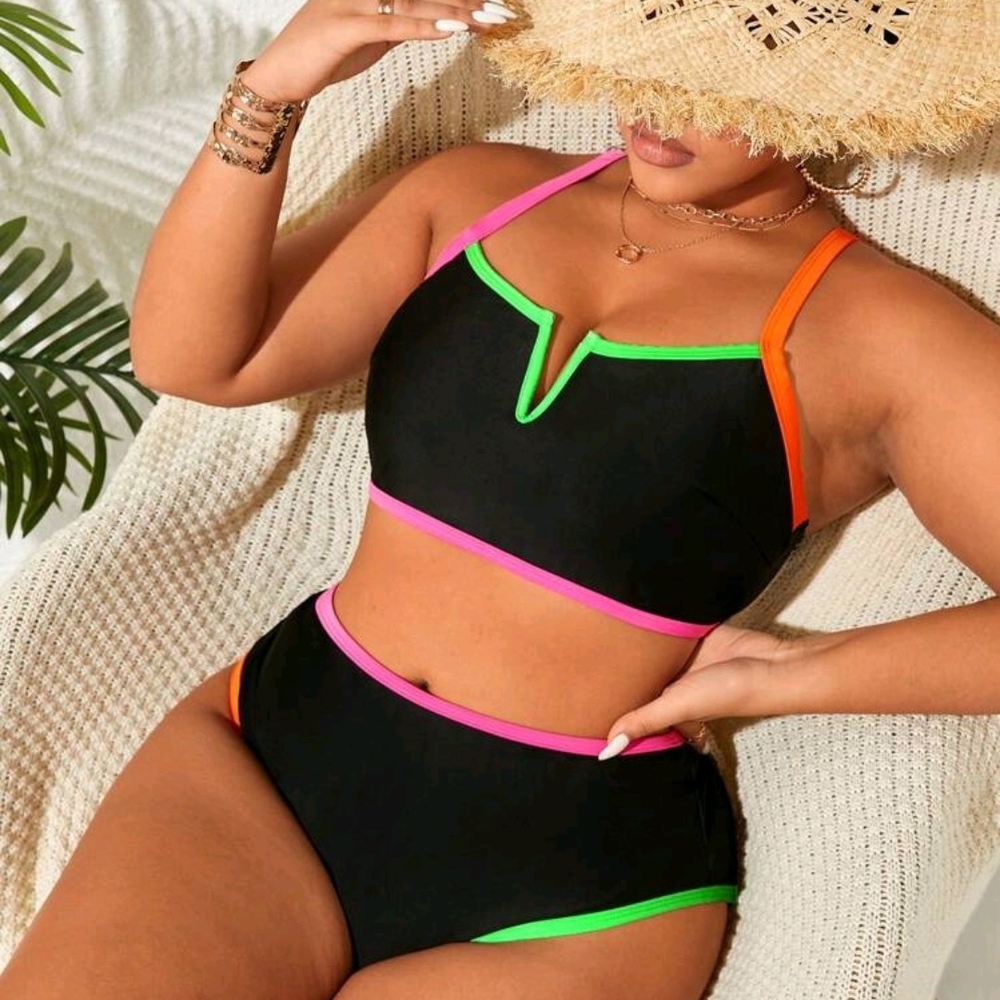 SHEIN Black Bikini with Neon Accents